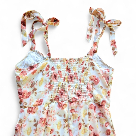 Abercrombie & Fitch Y2K Floral Midi | Corset Style Bust + Tie Straps |‎ Sz M - Picture 9 of 10